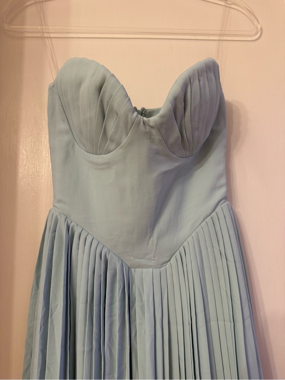 House of CB Strapless Pleated Light Blue Gown - Picture 7 of 12